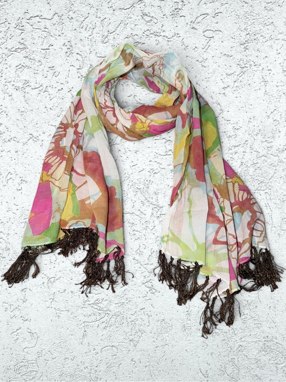 🌻Roxy Multicolor Floral Fringe Scarf - Women Accessories